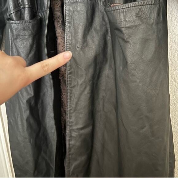 Vintage G-III Black Long Leather Trench‎ Coat Size: 10 - Picture 12 of 12